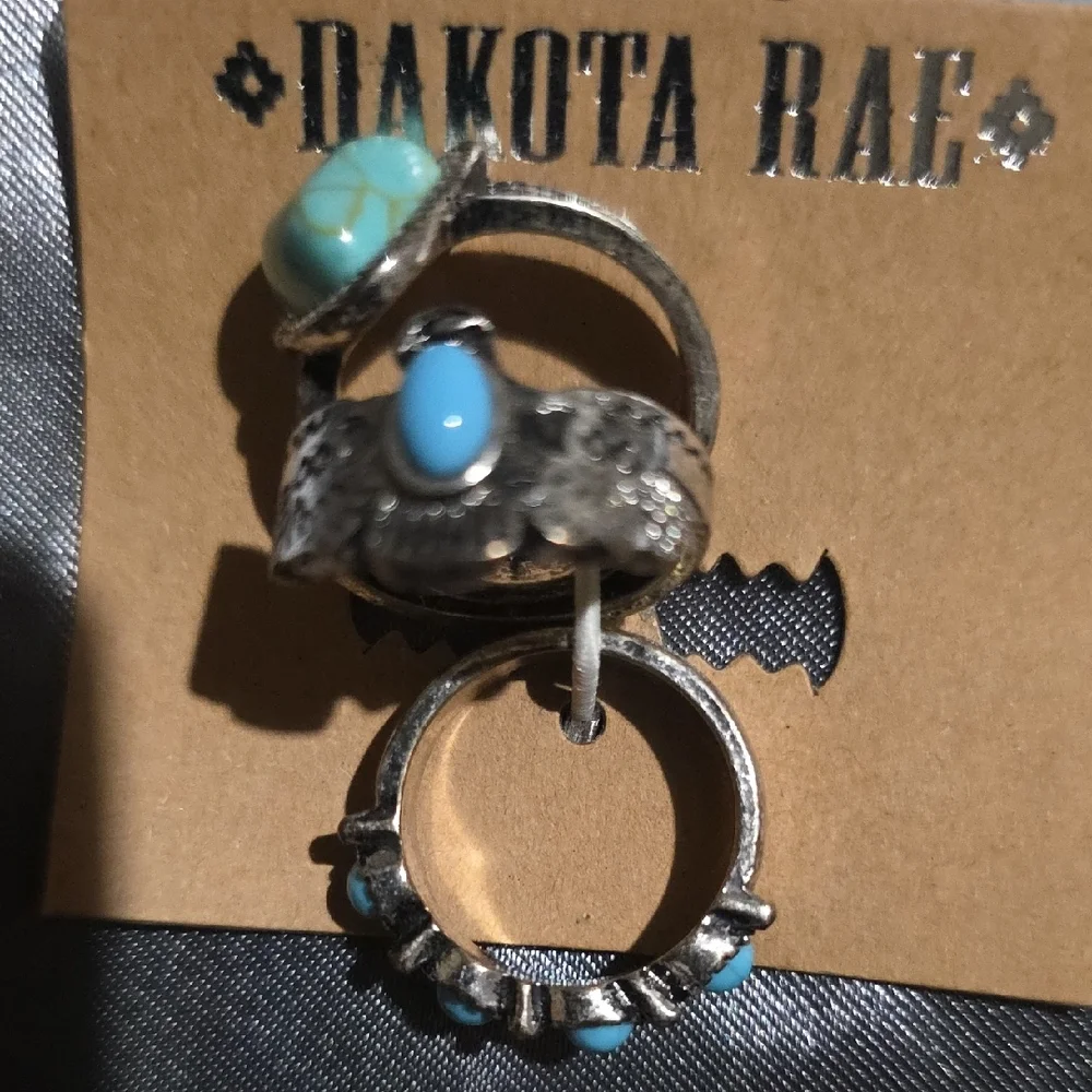 Dakota Rae Silver-tone and Faux Turquoise‎ Ring Set. NWT. Size 6.